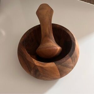 Crate and Barrel Acacia Wood Mortar & Pestle